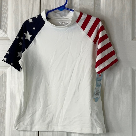 Cat & Jack - Girl’s American Flag Print Rash Guard Swim Size M (8) - Picture 2 of 7